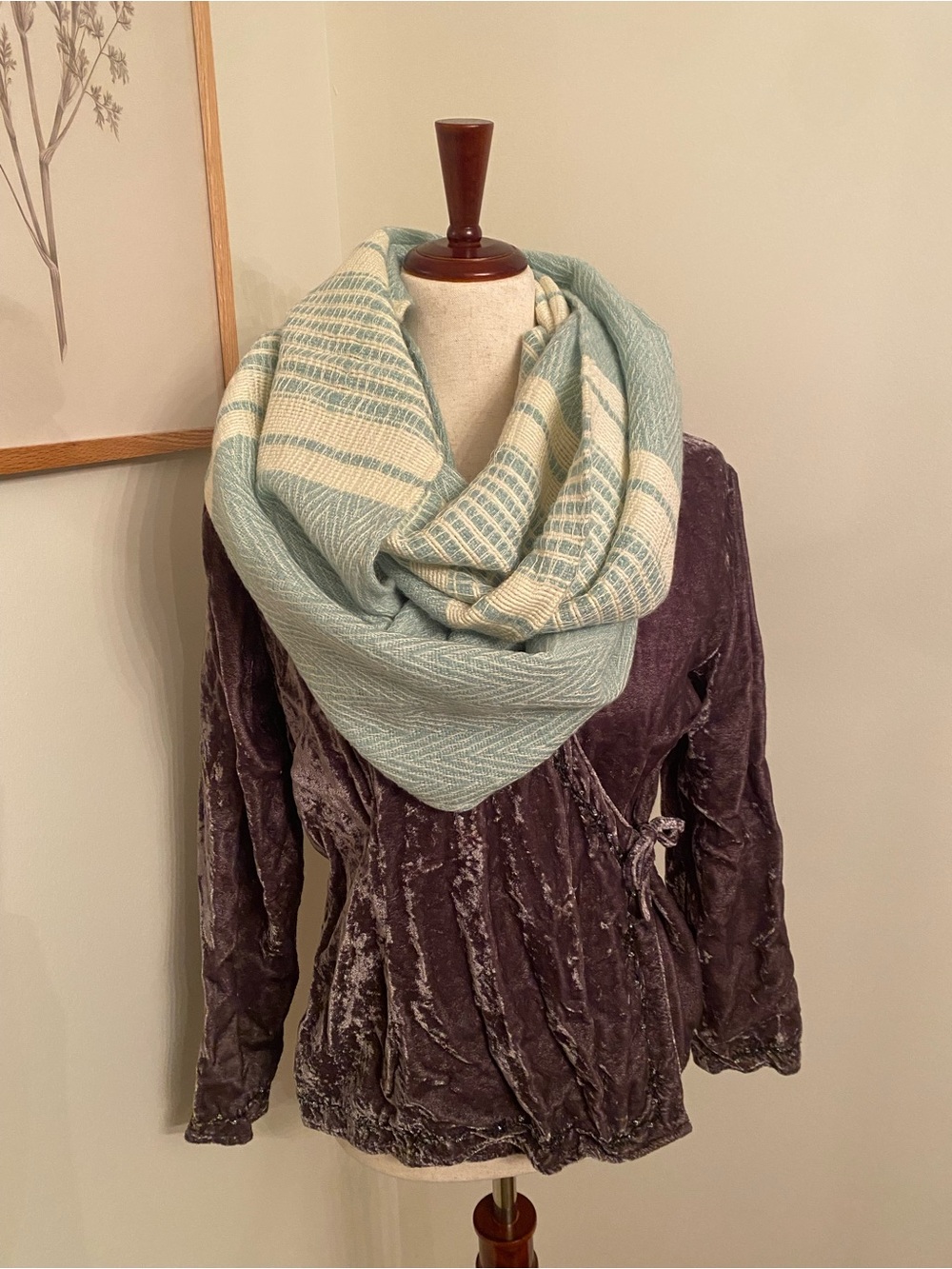 Cozy Blue & Cream Infinity Scarf - Loft NWT